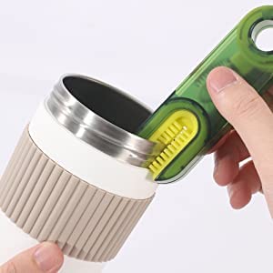Moonval Bottle Cleaning Brush Set, Long Silicone Scrubber & 3-in-1 Lid Detail Brush