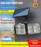 Moonval Solar Security Lights, 138-LED 3-Head Motion Sensor Spotlight with 3 Lighting Modes