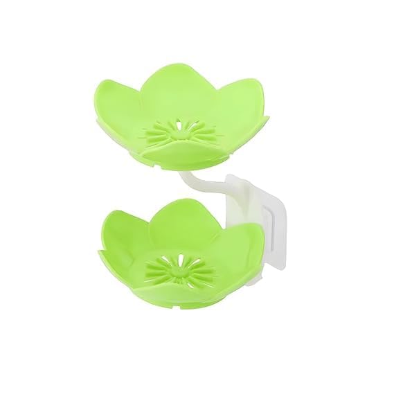 Moonval Lotus Soap & Sponge Holder, No-Drill Adhesive Sink and Shower Rack