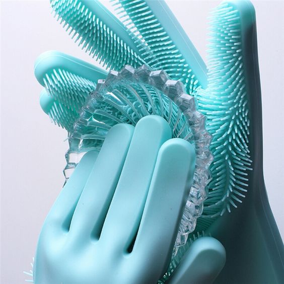Moonval Multifunction Cleaning Gloves, Reusable Household Scrubbing Gloves for Kitchen & Bathroom