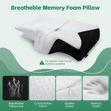 Moonval Memory Foam Neck Pillow, Ergonomic Contour Bed Pillow for Side & Back Sleepers