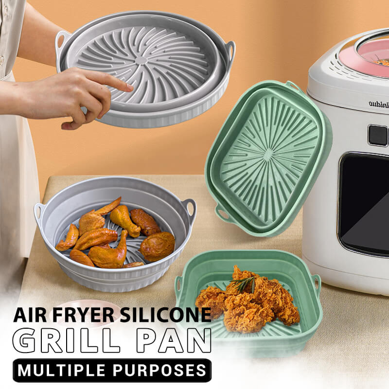 Moonval Reusable Silicone Air Fryer Grill Pan Basket, Non-Stick Food Grade Baking Tray