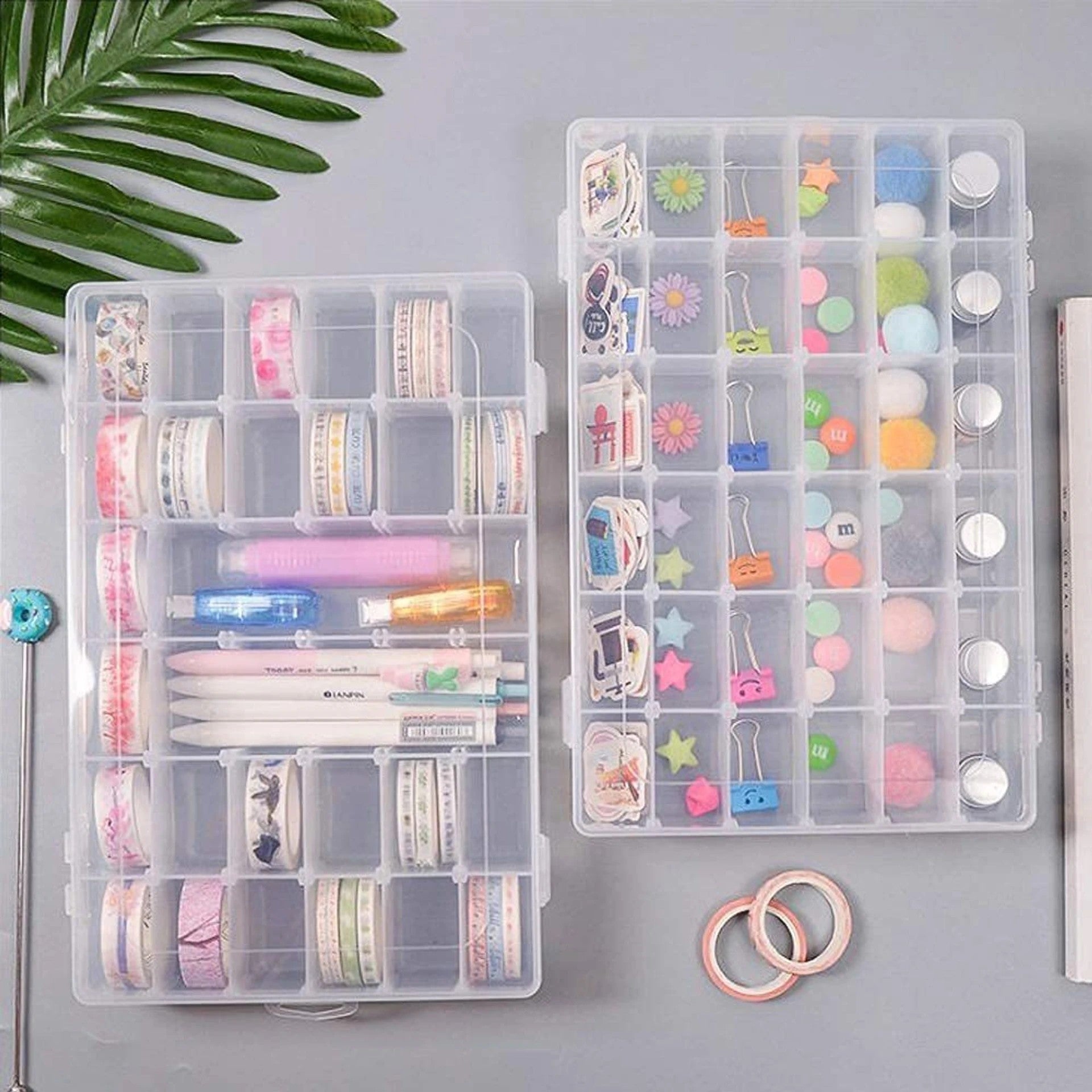 Moonval 36-Compartment Storage Box, Portable Jewelry, Cosmetics and Craft Organizer
