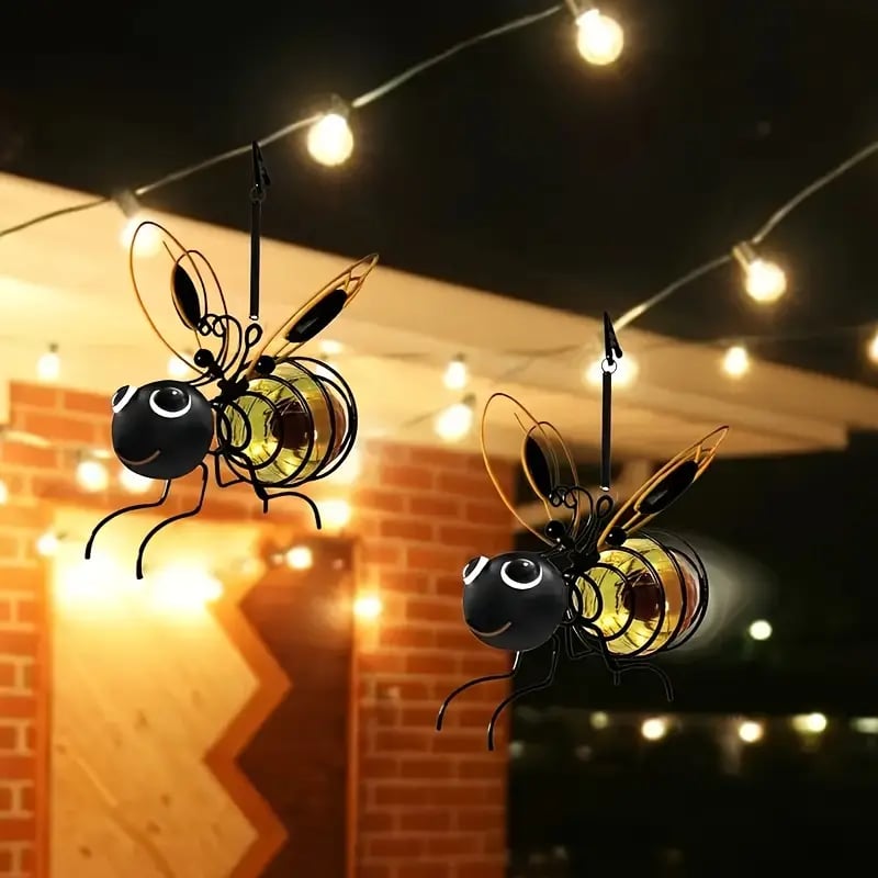 Moonval Solar Bee Garden Light, Hanging Waterproof LED Outdoor Lantern for Patio, Yard & Garden