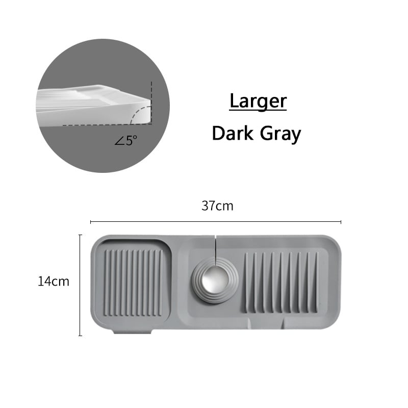 Moonval Silicone Faucet Splash Guard, 5° Self-Draining Sink Mat with Adjustable Opening
