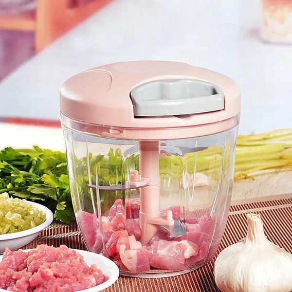 Moonval Pull-Cord Vegetable Chopper, Manual Food Processor with Stainless Steel Blades