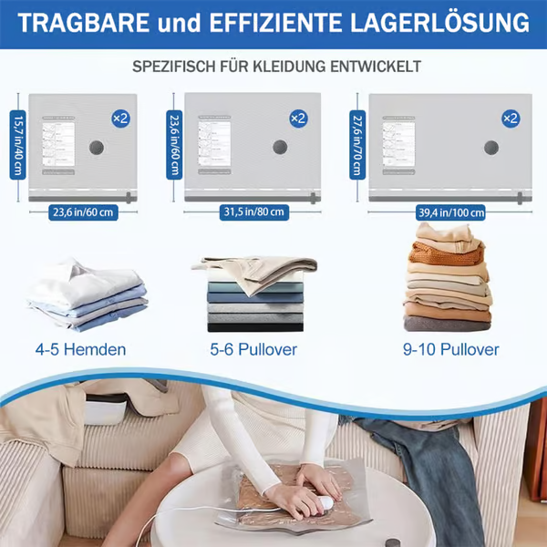 Moonval Vacuum Storage Bags, 6-Pack Compression Bags with USB Electric Pump for Clothes & Bedding