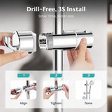 Moonval Drill-Free Hand Shower Holder, Adjustable Wall Mount Bracket for Bathroom Shower Heads