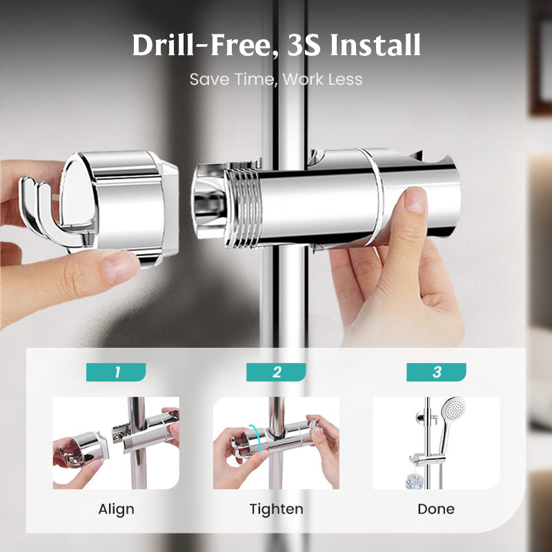 Moonval Drill-Free Hand Shower Holder, Adjustable Wall Mount Bracket for Bathroom Shower Heads