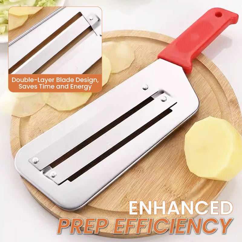Moonval Double-Layer Stainless Steel Food Cutter, Multifunction Kitchen Chopper for Vegetables & Herbs