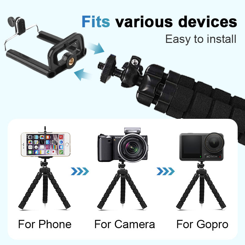 Moonval Flexible Octopus Mini Tripod, Adjustable Phone & Camera Stand with Universal Mount