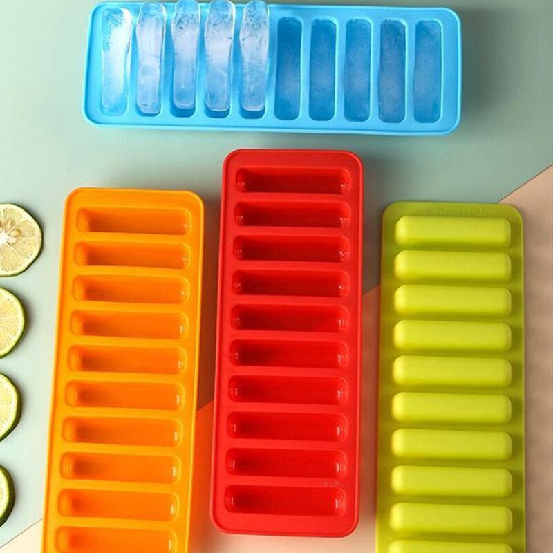 Moonval 10-Grid Silicone Ice Cube Tray, Flexible BPA-Free Ice Mold with Easy-Release Design