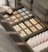 Moonval Clear Socks & Underwear Organizer Box, Divided Drawer Storage for Lingerie & Accessories