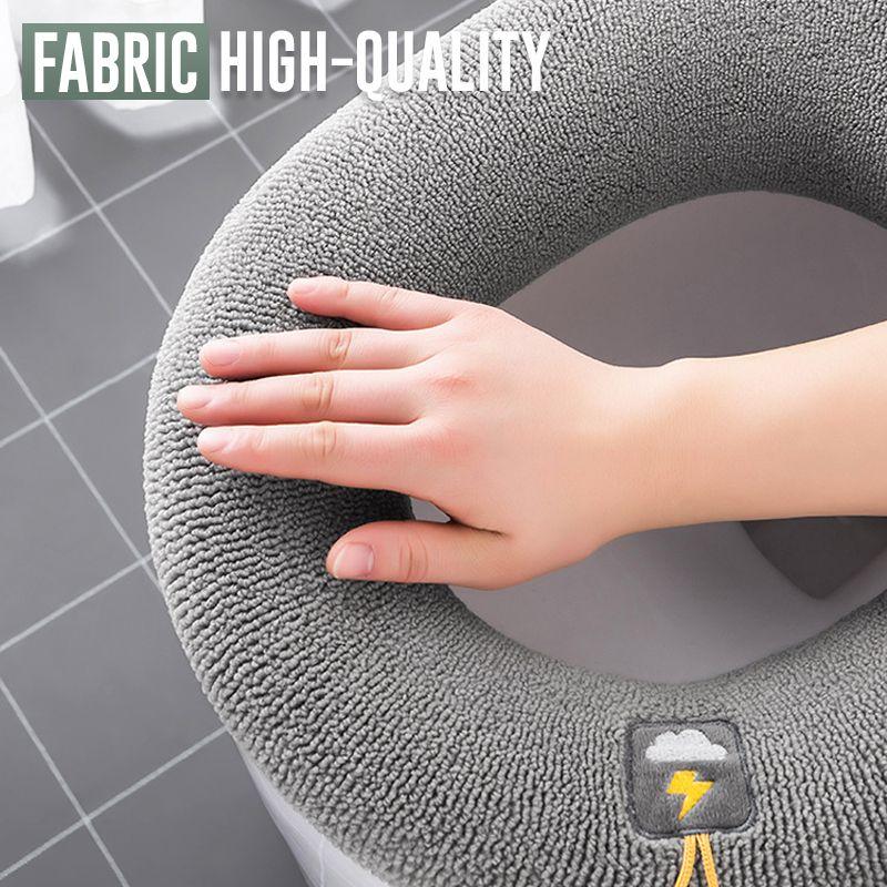 Moonval Plush Toilet Seat Cover, Universal Washable Cushion with Convenient Lift Handle