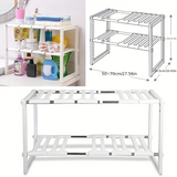 Moonval Adjustable Storage Shelf, Portable Expandable Organizer Rack for Kitchen, Bathroom & Closet