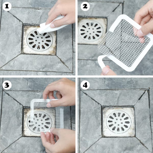 Moonval Self-Adhesive Drain Hair Catcher, Fine Mesh Cover for Shower and Floor Drains