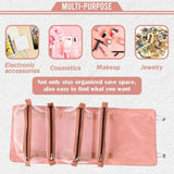 Moonval Hanging Makeup Organizer, Roll-Up Cosmetic Bag with 4 Detachable Compartments