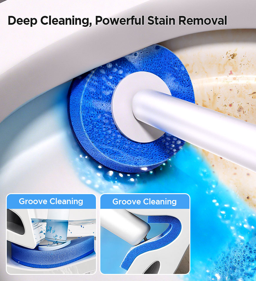 Moonval Disposable Toilet Brush Set, Wall-Mounted Bathroom Cleaning Brush with Replaceable Heads