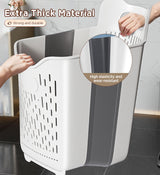 Moonval Collapsible Hanging Laundry Basket, Foldable Clothes Hamper with Carry Handles for Closet & Laundry