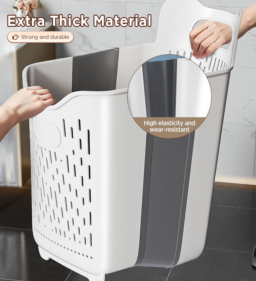 Moonval Collapsible Hanging Laundry Basket, Foldable Clothes Hamper with Carry Handles for Closet & Laundry