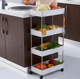 Moonval Slim 4-Tier Rolling Storage Cart, Space-Saving Mobile Organizer for Kitchen, Bathroom & Laundry