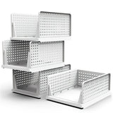 Moonval Stackable Storage Bin, Foldable Drawer Organizer for Closet, Pantry, Bedroom & Home Storage