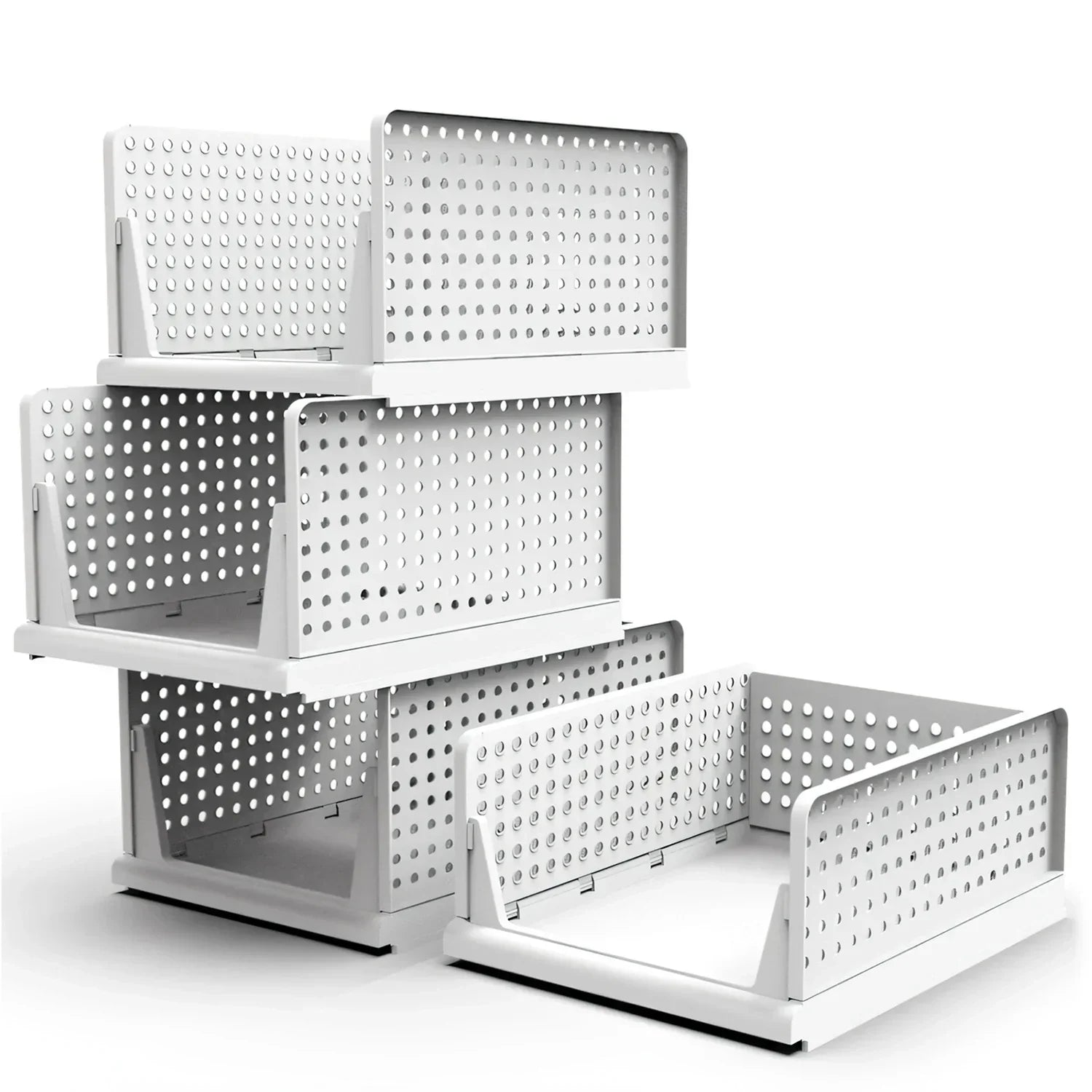 Moonval Stackable Storage Bin, Foldable Drawer Organizer for Closet, Pantry, Bedroom & Home Storage