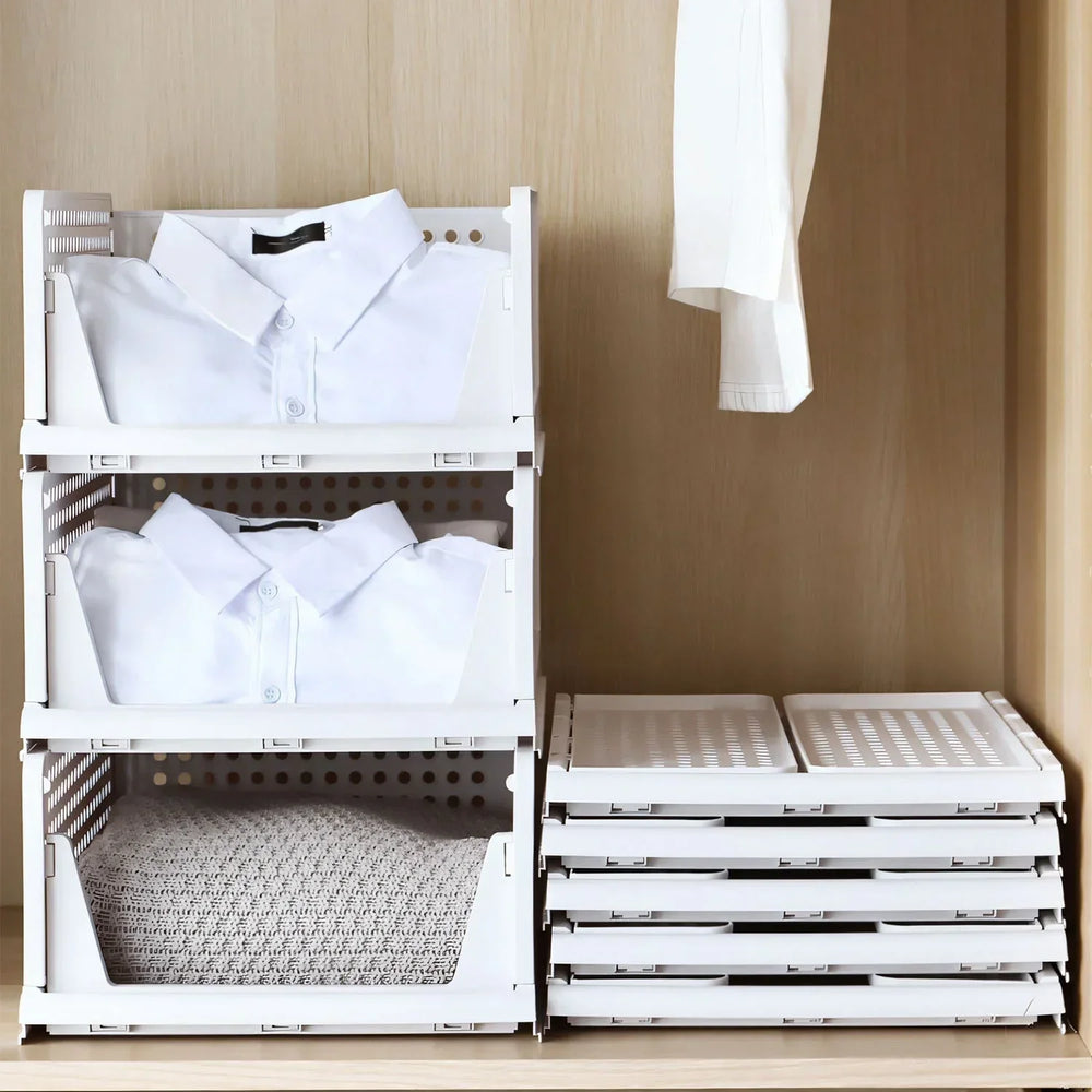 Moonval Stackable Storage Bin, Foldable Drawer Organizer for Closet, Pantry, Bedroom & Home Storage