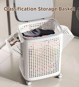 Moonval Rolling Laundry Basket, Wheeled Foldable Clothes Hamper with Removable Laundry Bag