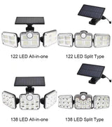 Moonval Solar Security Lights, 138-LED 3-Head Motion Sensor Spotlight with 3 Lighting Modes