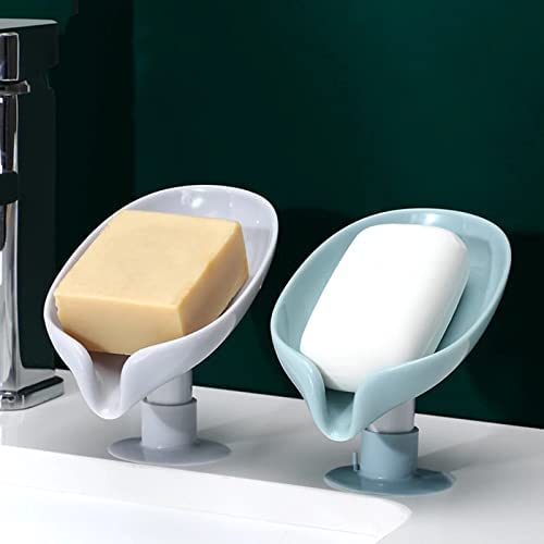 Moonval Leaf Soap Holder, Self-Draining Suction Cup Dish for Bathroom & Kitchen