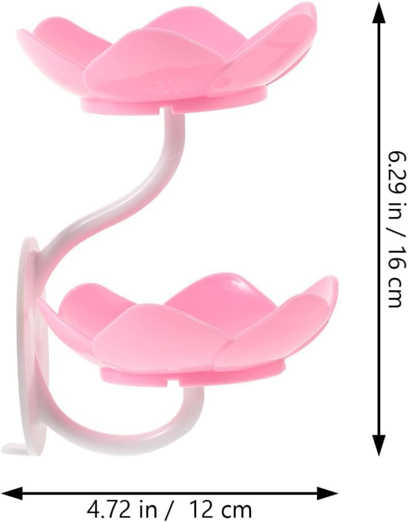 Moonval Lotus Soap & Sponge Holder, No-Drill Adhesive Sink and Shower Rack