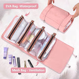 Moonval Hanging Makeup Organizer, Roll-Up Cosmetic Bag with 4 Detachable Compartments