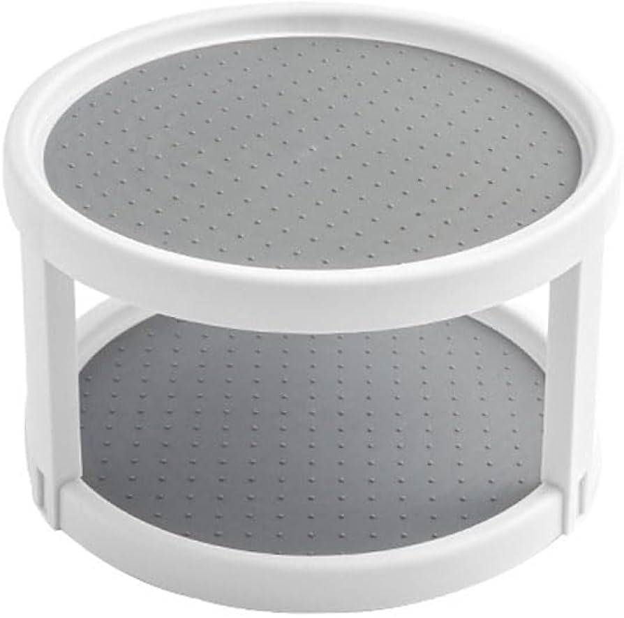 Moonval 2-Tier Turntable Organizer, Rotating Storage Tray for Fridge, Pantry & Cabinets