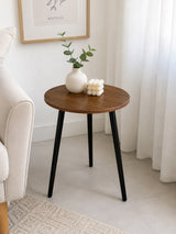 Moonval Modern Round Side Table, Wooden Accent End Table for Living Room, Bedroom & Office