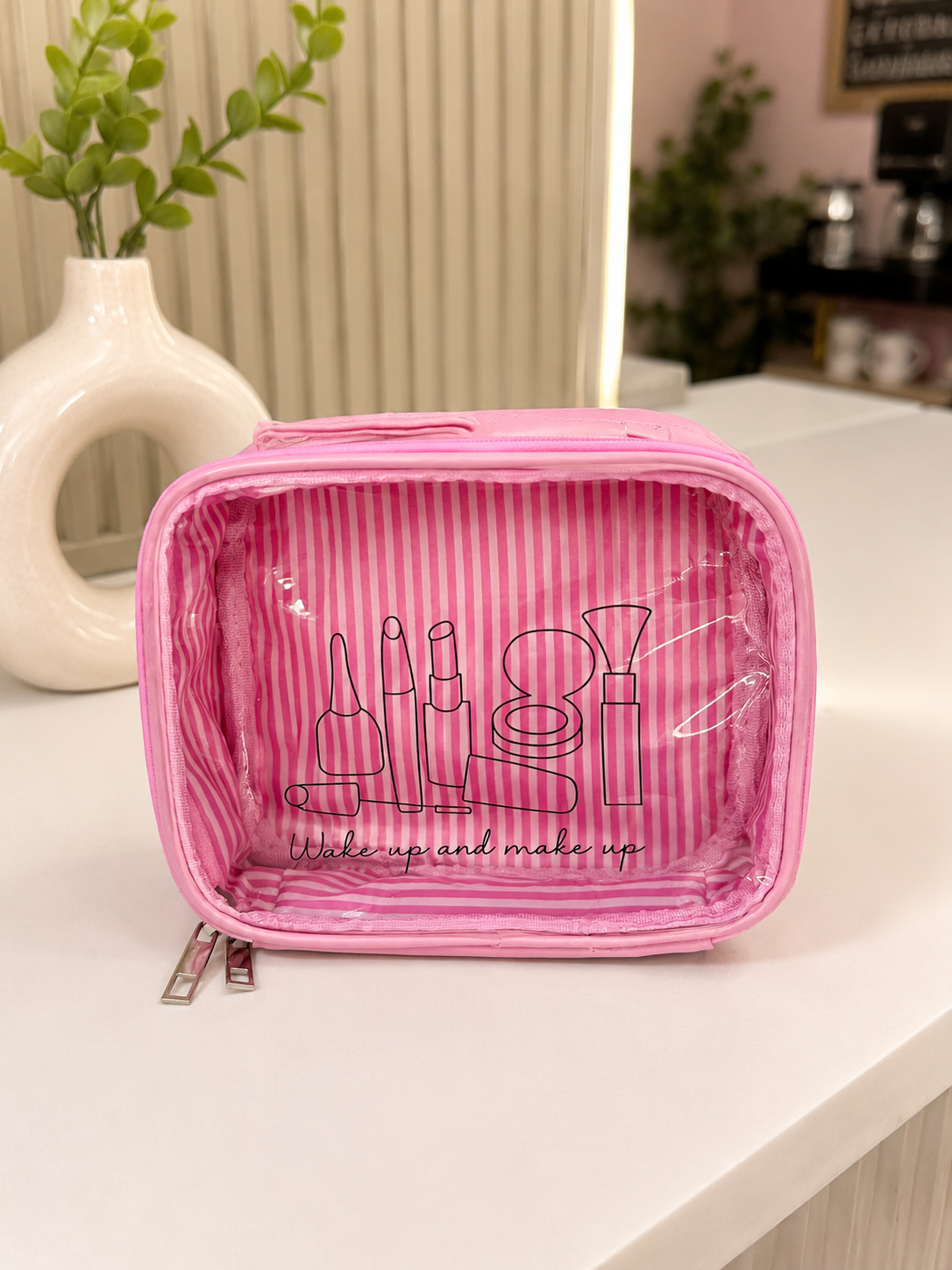 Moonval Clear Travel Toiletry Bag, Transparent Cosmetic Organizer 20 x 14 cm