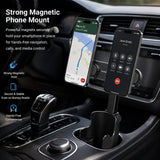 Moonval 2-in-1 Car Cup Holder Phone Mount, Adjustable Magnetic Smartphone Holder