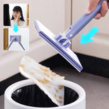 Moonval Mini Flat Mop, Foldable Microfiber Floor Cleaner with Washable Cleaning Cloths