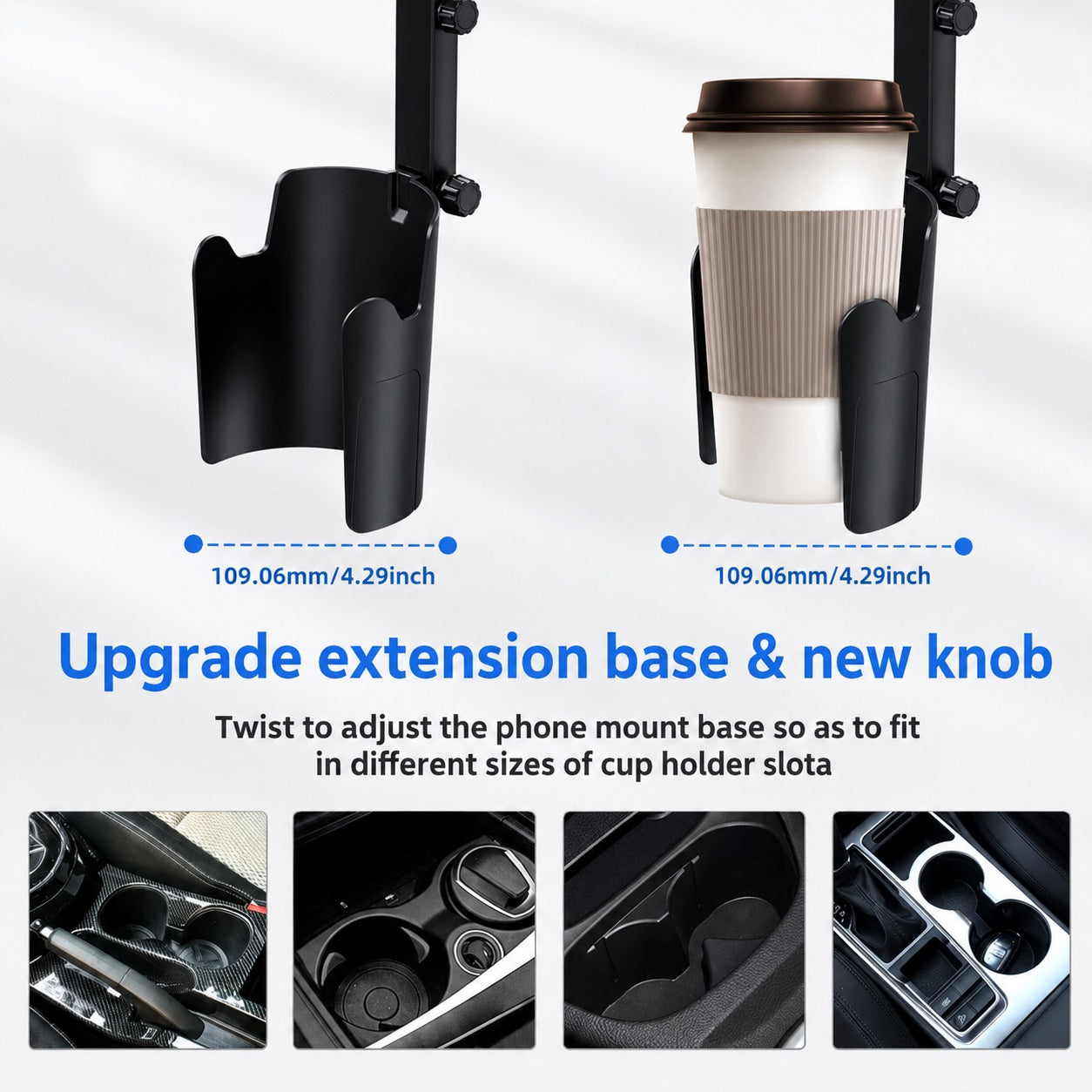Moonval 2-in-1 Car Cup Holder Phone Mount, Adjustable Magnetic Smartphone Holder
