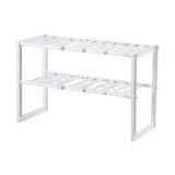 Moonval Adjustable Storage Shelf, Portable Expandable Organizer Rack for Kitchen, Bathroom & Closet