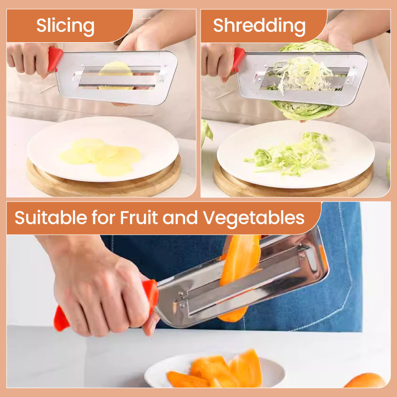 Moonval Double-Layer Stainless Steel Food Cutter, Multifunction Kitchen Chopper for Vegetables & Herbs