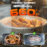 Moonval Round Aluminum Foil Trays, Oil-Resistant Disposable Baking & Food Storage Containers