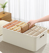 Moonval Wardrobe Clothes Organizer, Foldable 7-Grid Closet Storage Box for Jeans, Shirts & Sweaters