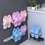 Moonval Wall-Mounted Slipper Holder Set of 2, Space-Saving Bathroom Shoe Organizer Rack