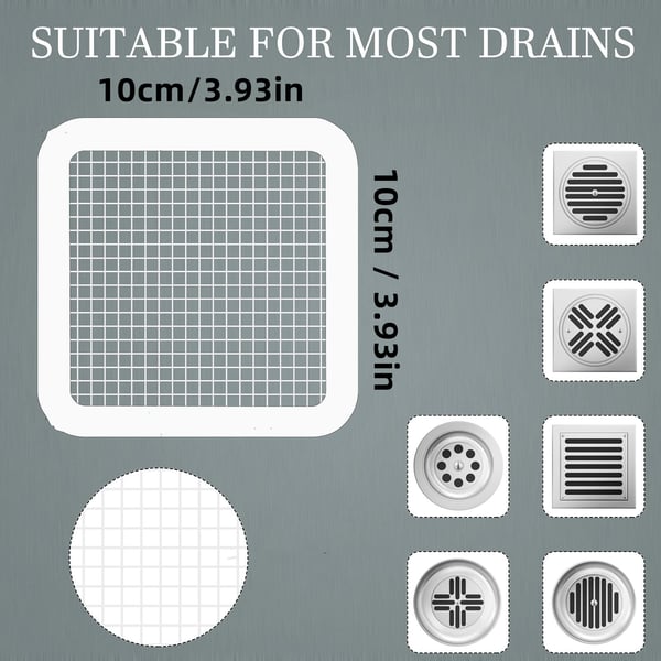 Moonval Self-Adhesive Drain Hair Catcher, Fine Mesh Cover for Shower and Floor Drains