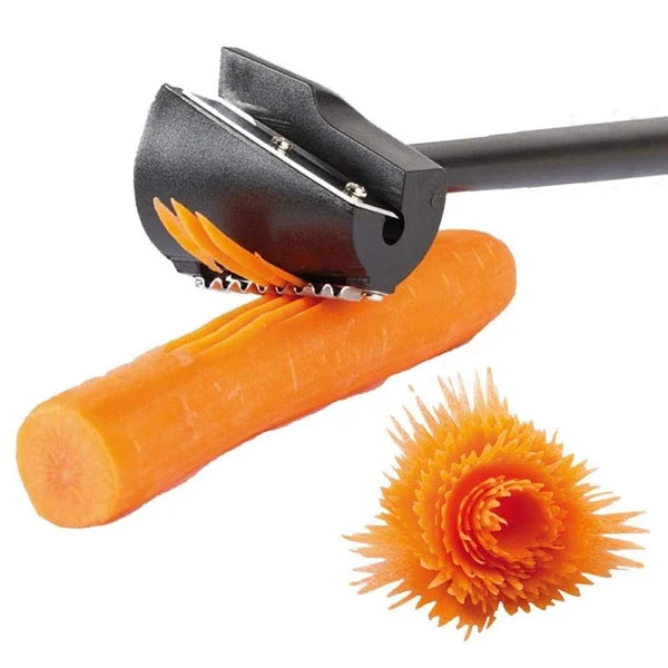 Moonval Vegetable Flower Cutter, Stainless Steel Spiral Garnish Tool for Carrots & Cucumbers
