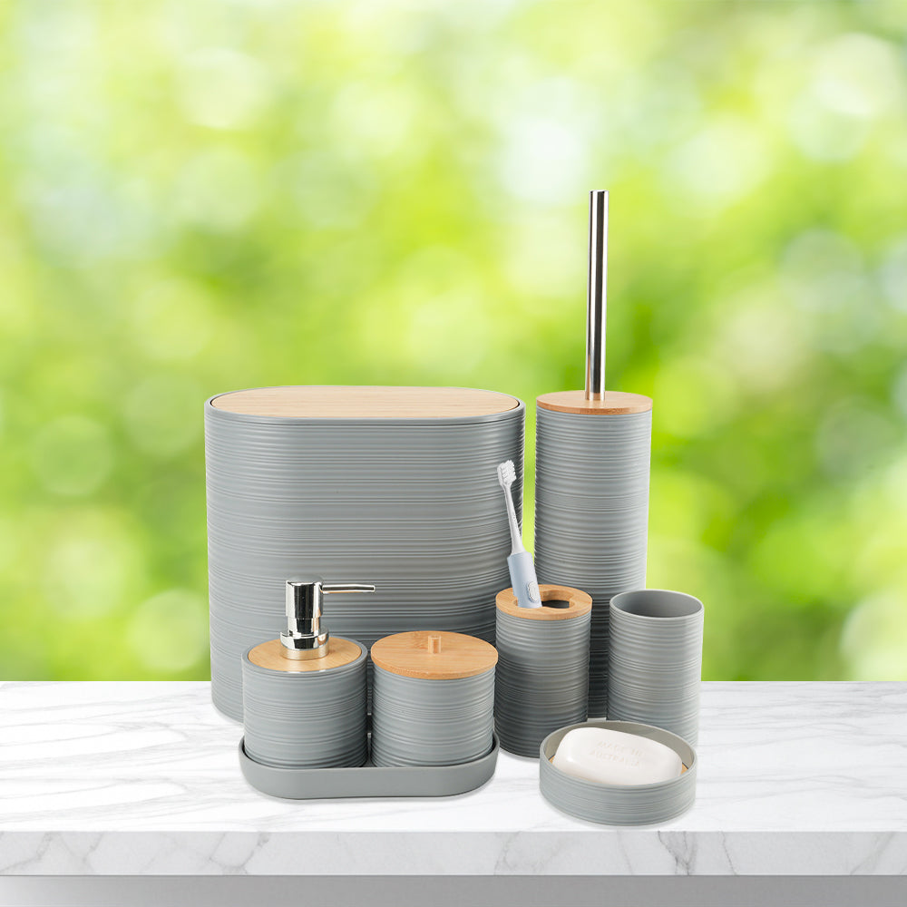 Moonval Bathroom Accessories Set, 8-Piece Complete Bath Organizer Collection