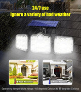 Moonval Solar Security Lights, 138-LED 3-Head Motion Sensor Spotlight with 3 Lighting Modes