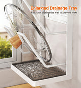 Moonval Wall-Mounted Pot Lid Rack, Drill-Free Kitchen Organizer with Drip Tray