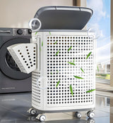 Moonval Rolling Laundry Basket, Wheeled Foldable Clothes Hamper with Removable Laundry Bag